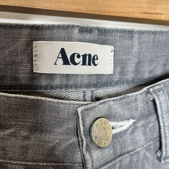 Acne Mic D Jeans Gray Mens 31x27 Hemmed Rigid Distressed Straight Leg - Picture 4 of 10